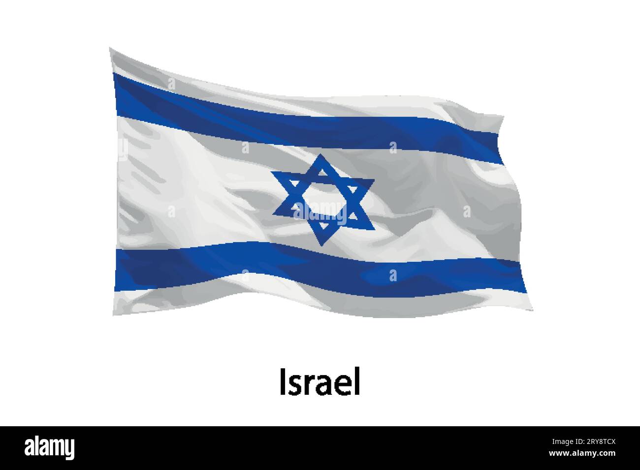 3d realistic Waving flag of Israel Isolated. Template for poster design ...