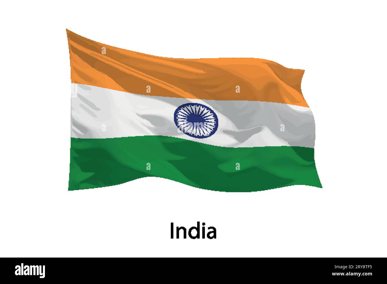 3d realistic Waving flag of India Isolated. Template for poster design ...