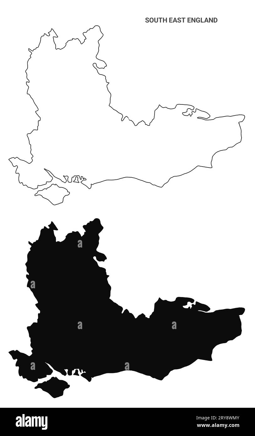 South East England Administrative Map Set - blank outline map Stock