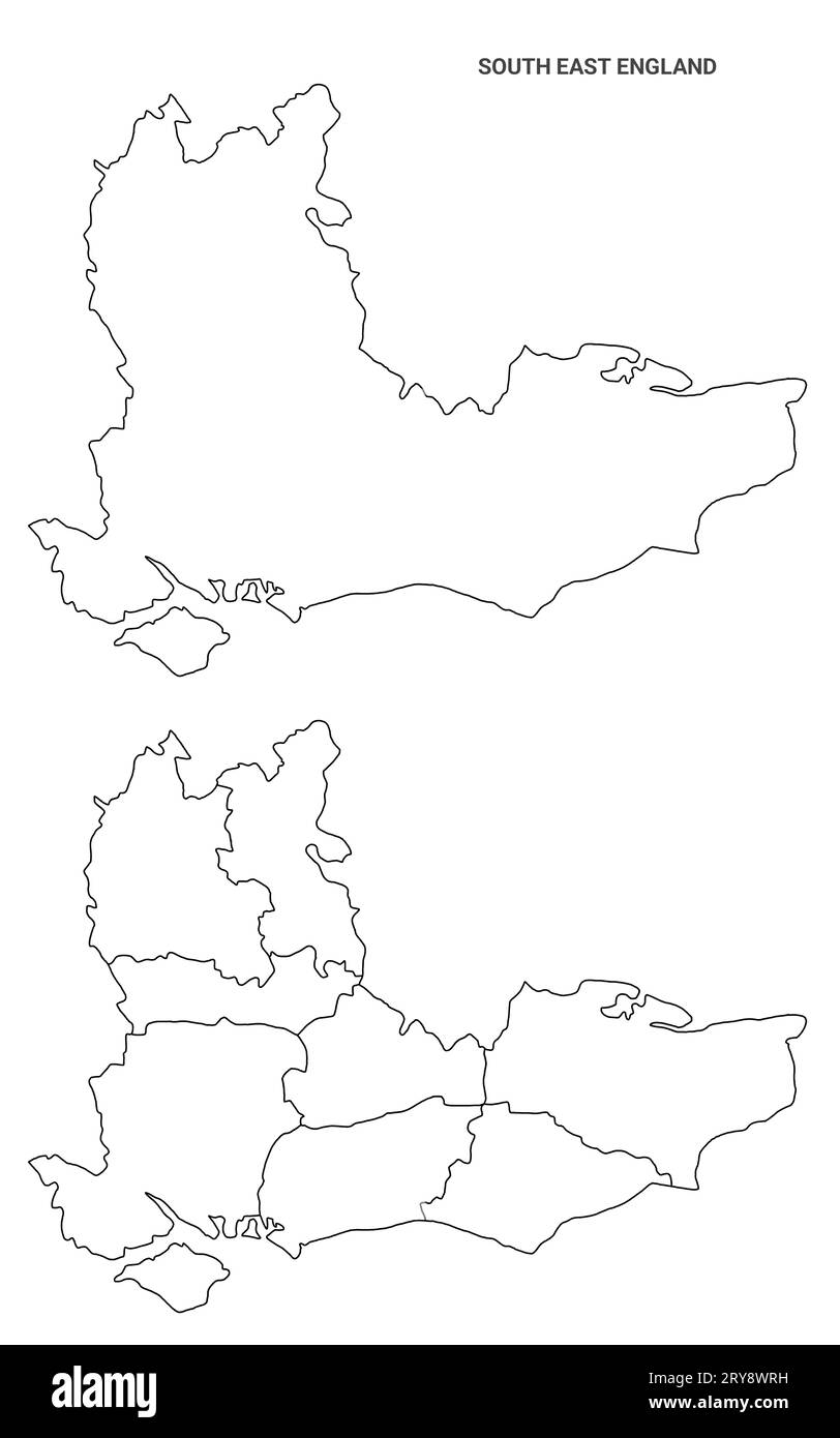 South East England Administrative Map Set - blank outline map Stock