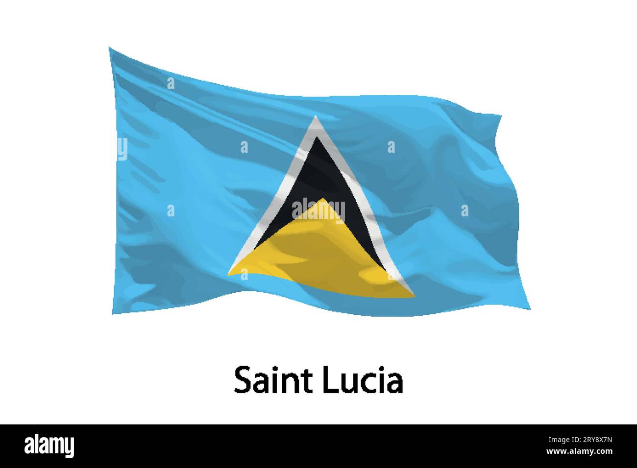 3d realistic Waving flag of Saint Lucia Isolated. Template for iposter design Stock Vector
