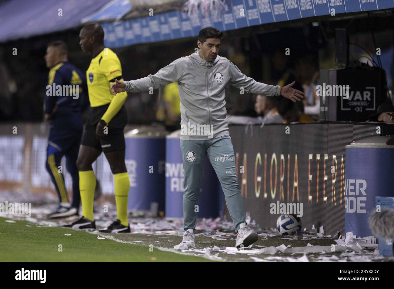 Buenos Aires, Argentina. 11th Mar, 2023. BUENOS AIRES, ARGENTINA - SEPTEMBER 28: Abel Ferreira of Palmeiras reacts during the match between Boca Juniors and Palmeiras as part of semi-finals of the CONMEBOL Libertadores at Alberto J. Armando Stadium (La Bombonera) on September 28, 2023 in Buenos Aires, Argentina. (Photo by Marco Galvao/Pximages) Credit: Px Images/Alamy Live News Stock Photo