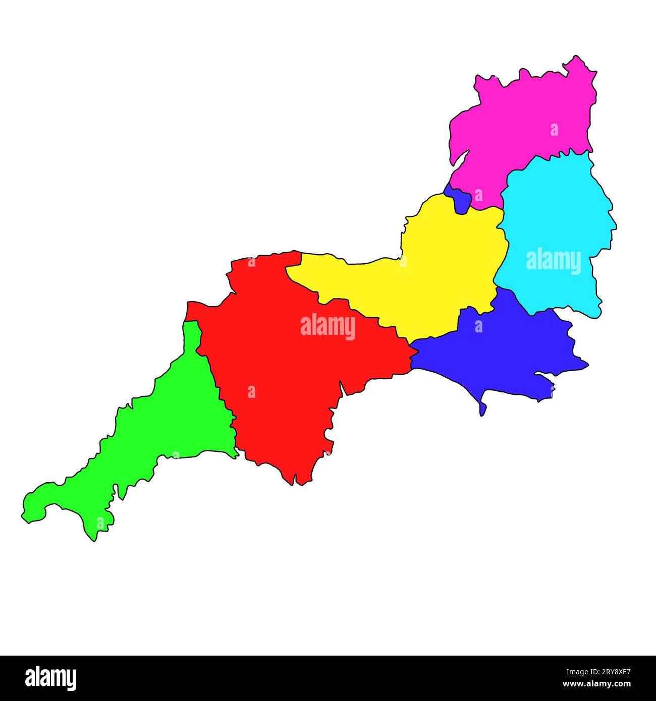 colour map of South West England is a region of England, with borders