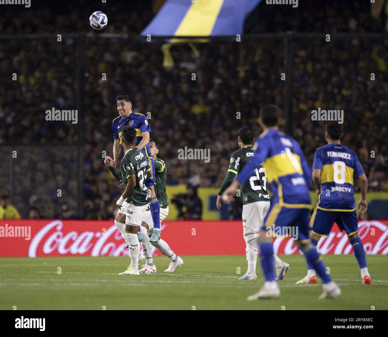 Buenos Aires, Argentina. 11th Mar, 2023. BUENOS AIRES, ARGENTINA - SEPTEMBER 28: Merentiel fights for the ball during the match between Boca Juniors and Palmeiras as part of semi-finals of the CONMEBOL Libertadores at Alberto J. Armando Stadium (La Bombonera) on September 28, 2023 in Buenos Aires, Argentina. (Photo by Marco Galvao/Pximages) Credit: Px Images/Alamy Live News Stock Photo