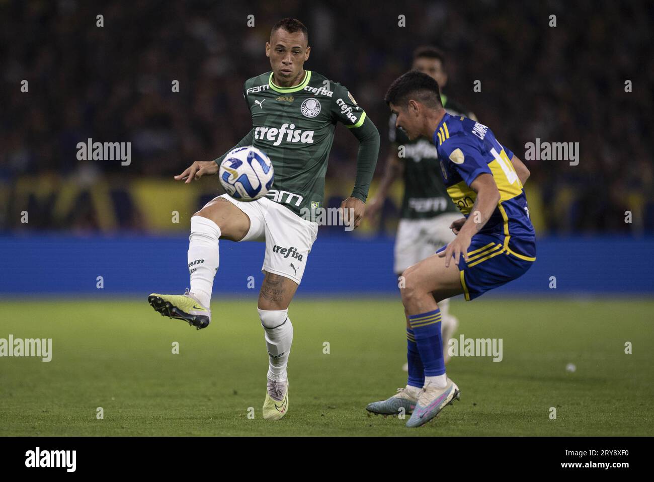 Buenos Aires, Argentina. 11th Mar, 2023. BUENOS AIRES, ARGENTINA - SEPTEMBER 28: Breno Lopes of Palmeiras passes the ball during the match between Boca Juniors and Palmeiras as part of semi-finals of the CONMEBOL Libertadores at Alberto J. Armando Stadium (La Bombonera) on September 28, 2023 in Buenos Aires, Argentina. (Photo by Marco Galvao/Pximages) Credit: Px Images/Alamy Live News Stock Photo