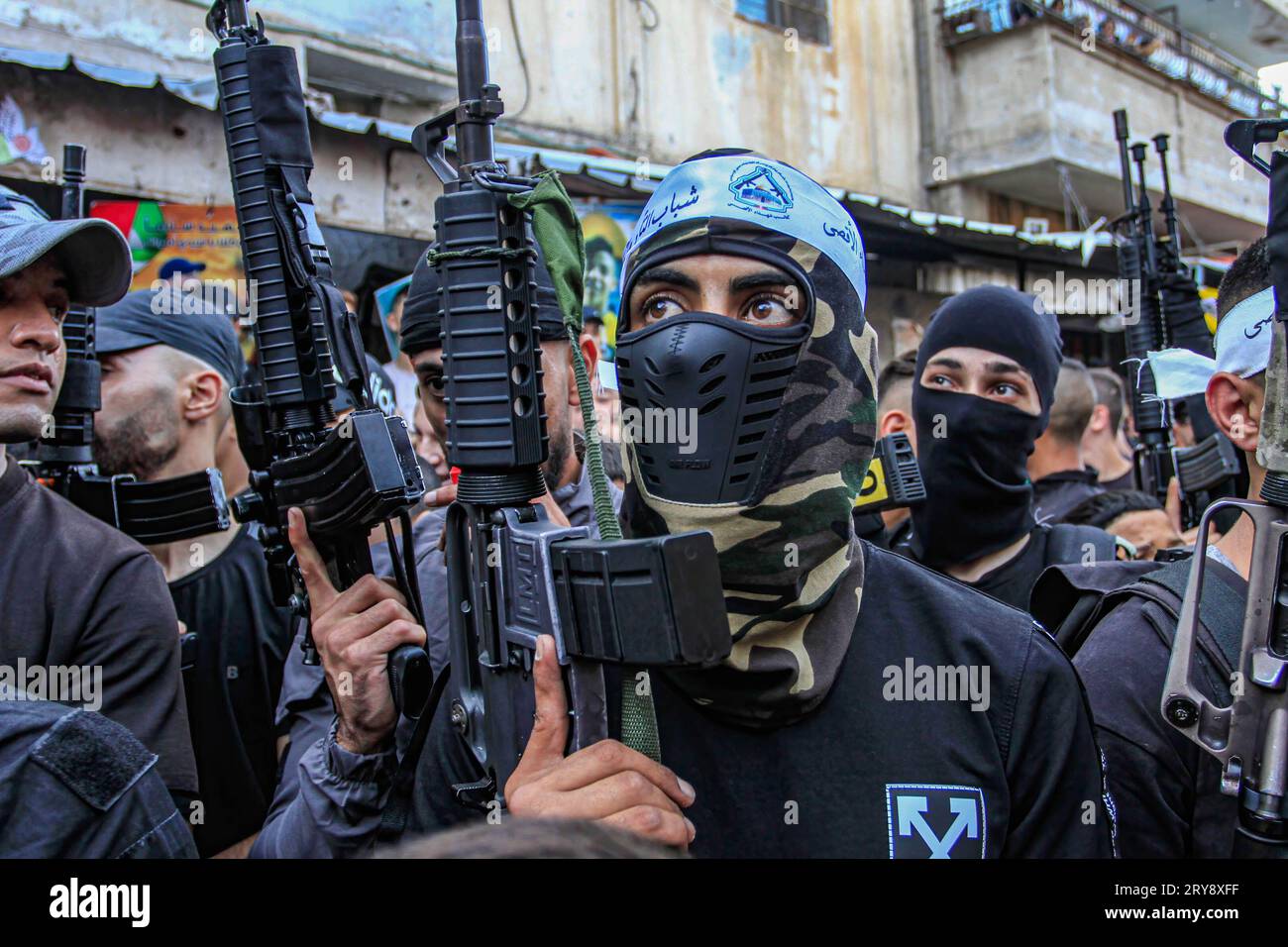 Nablus, Palestine. 29th Sep, 2023. Palestinian masked gunmen from the ...