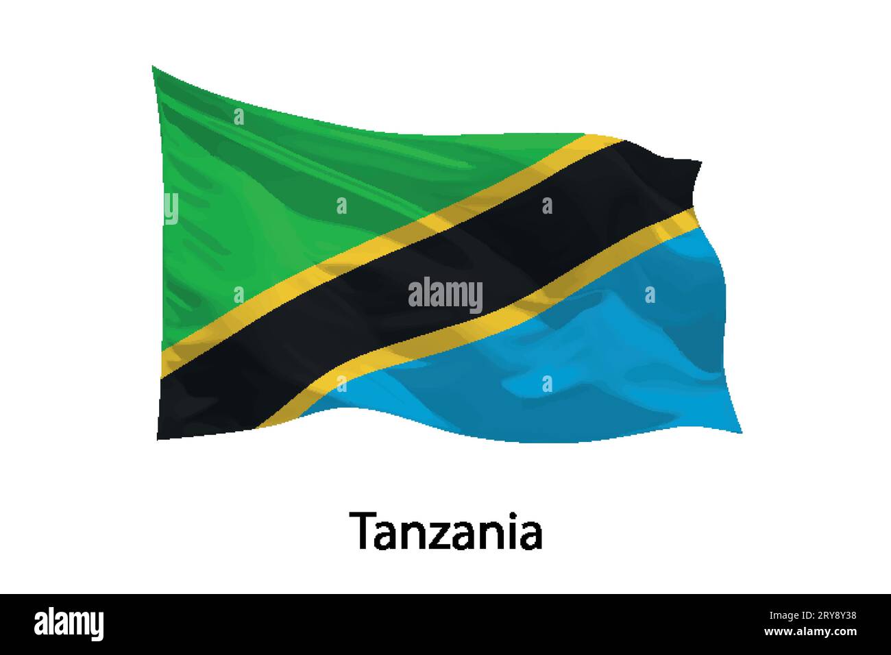 3d realistic Waving flag of Tanzania Isolated. Template for poster ...