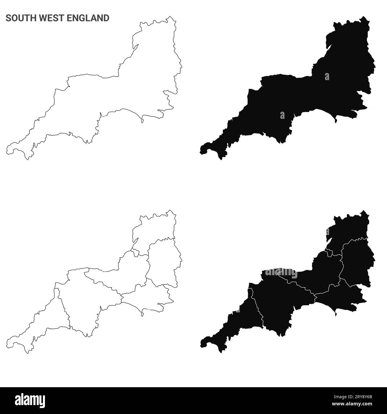 England counties map Black and White Stock Photos & Images - Alamy