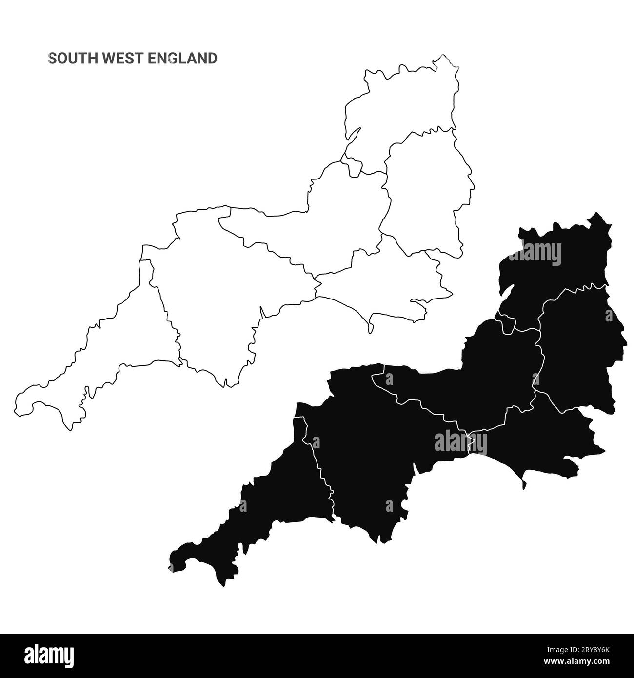 South West England Administrative Map Set Blank Outline Map Stock south-west-england-administrative-map-set-blank-outline-map-stock