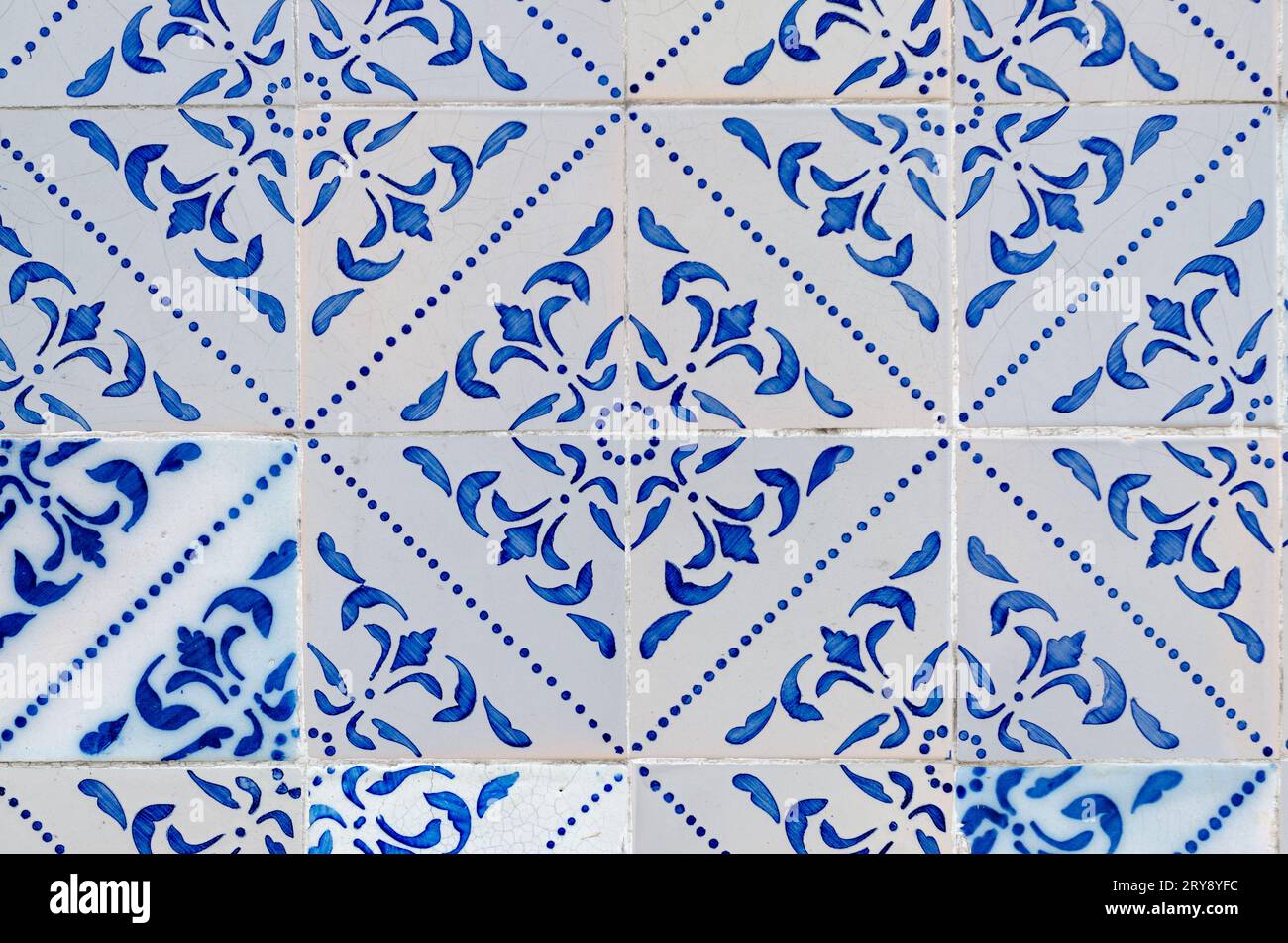 Traditional Portuguese glazed tiles Stock Photo
