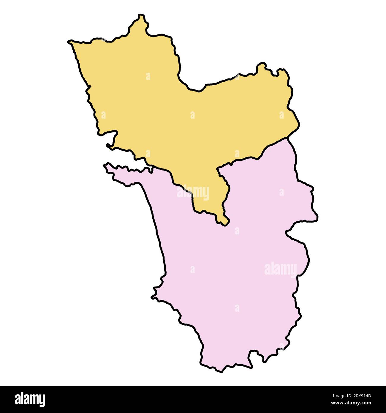 simple map of Goa is a state of India and his colourful districts Stock Photo