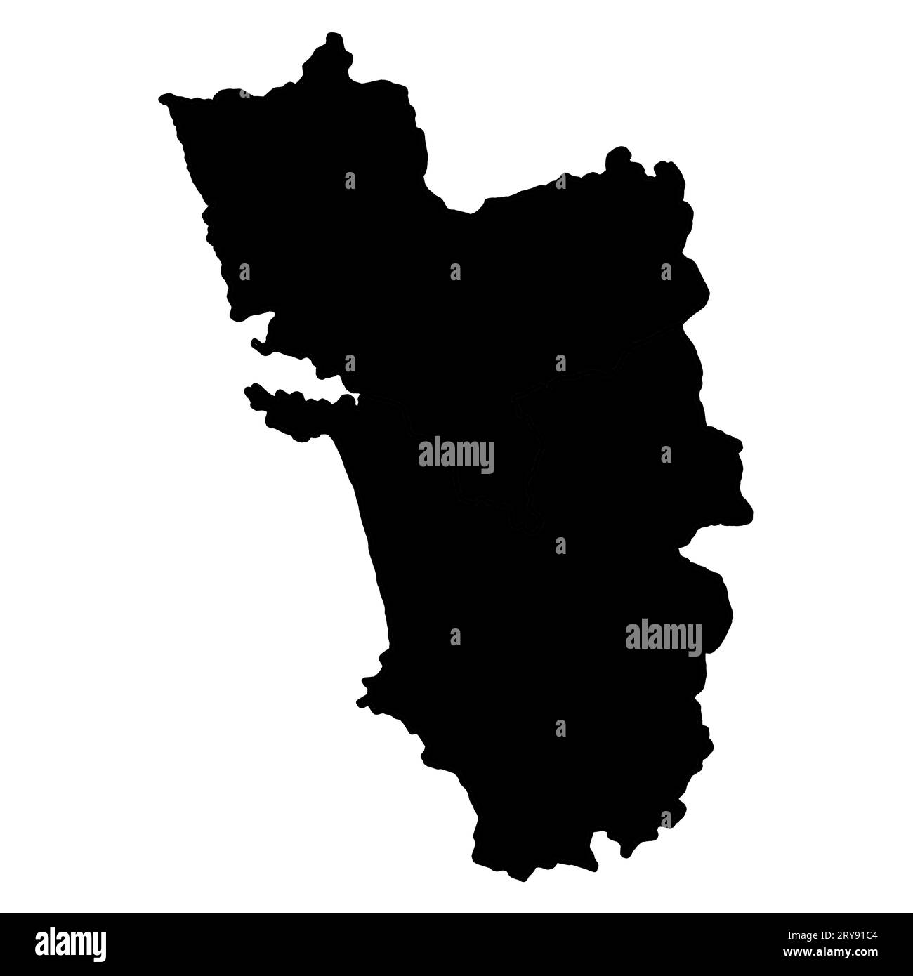 Goa, India Map Black Silhouette and Outline Isolated on white background Stock Photo Alamy