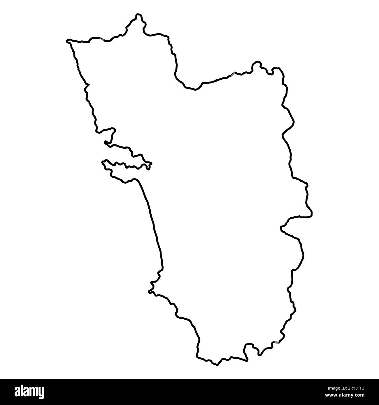 Goa, India Map Black Silhouette and Outline Isolated on white background. Stock Photo