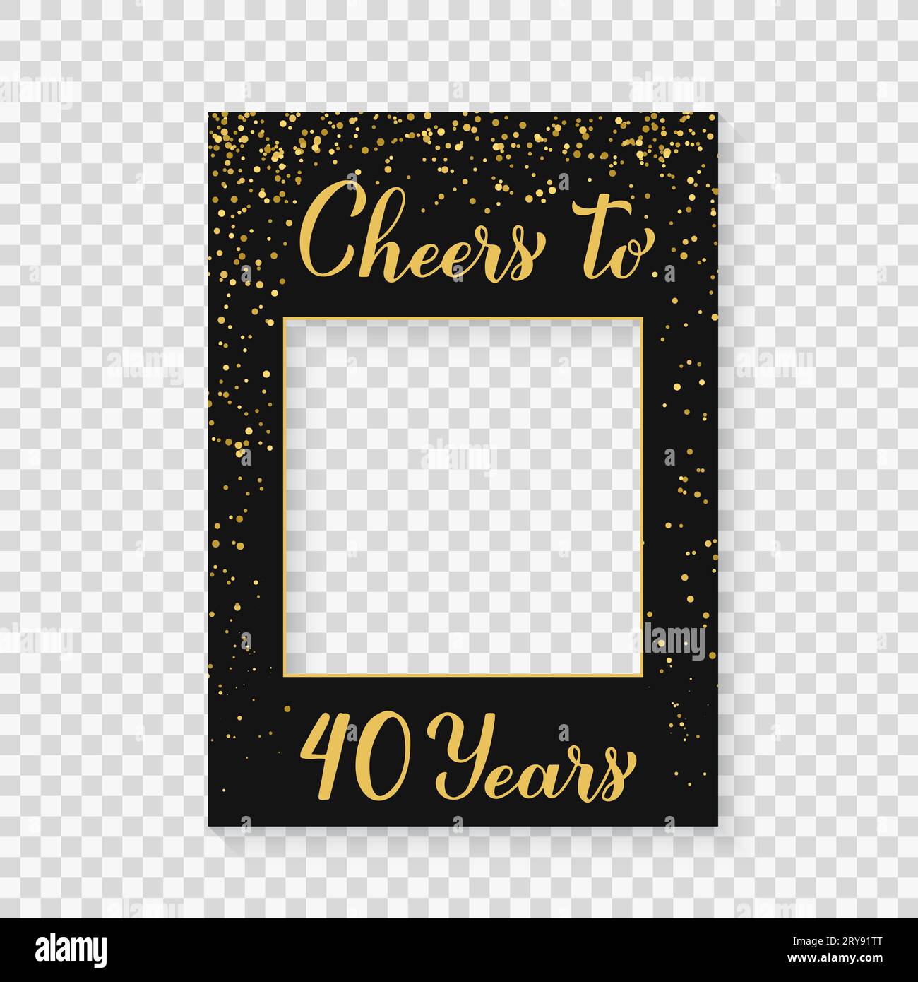 cheers-to-40-years-photo-booth-frame-on-a-transparent-background-40th-birthday-or-anniversary-photobooth-props-black-and-gold-confetti-party-decorat-stock-vector-image-art-alamy