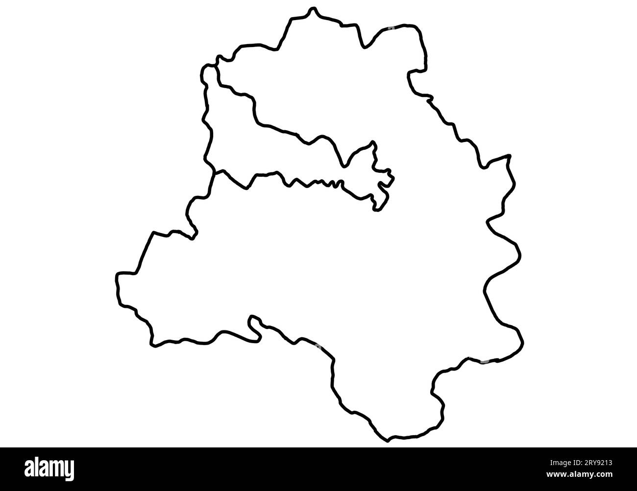 North West Delhi, India Map Black Silhouette and Outline Isolated on White. Stock Photo