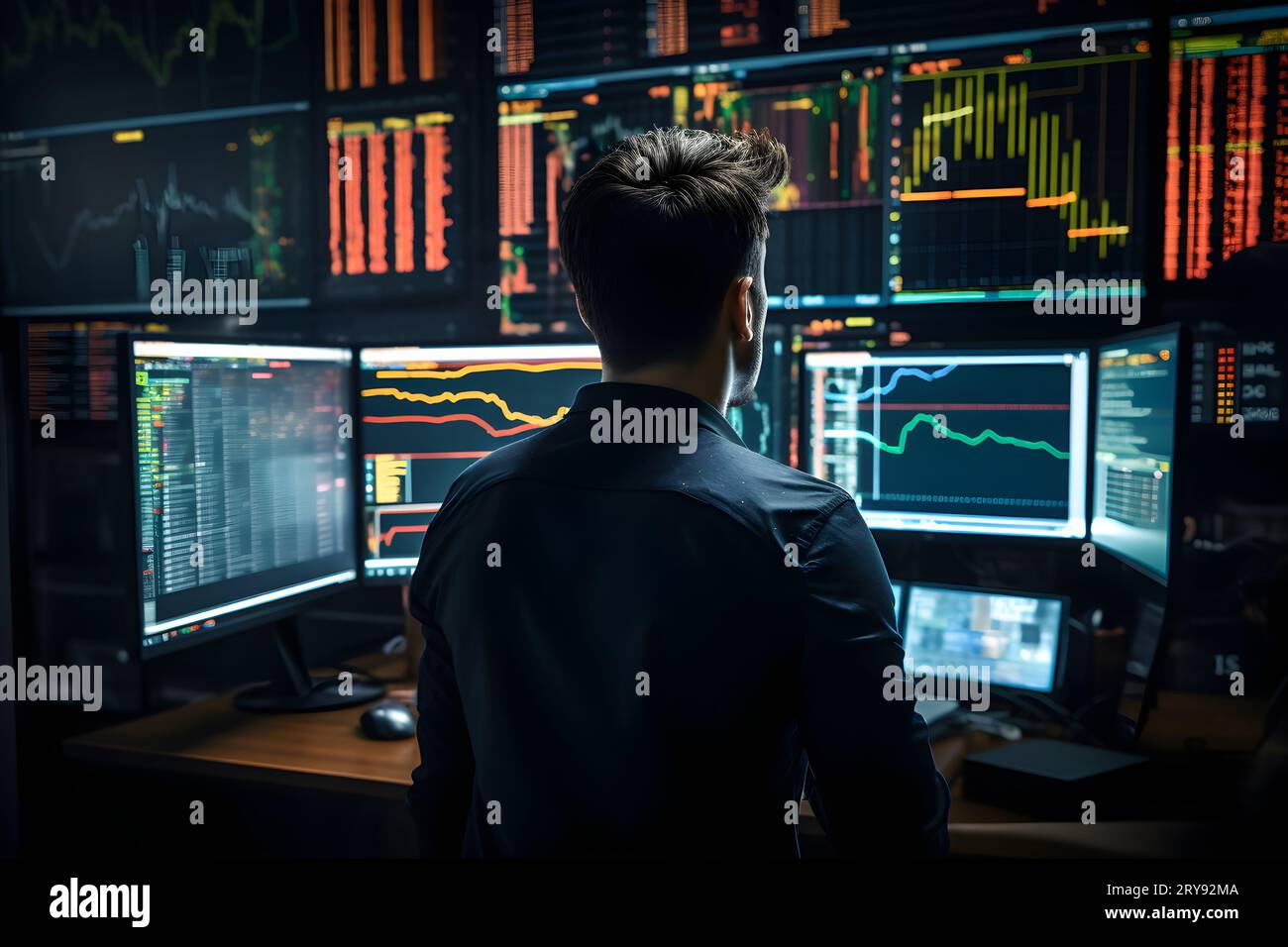 Stock broker at work Stock Photo Alamy