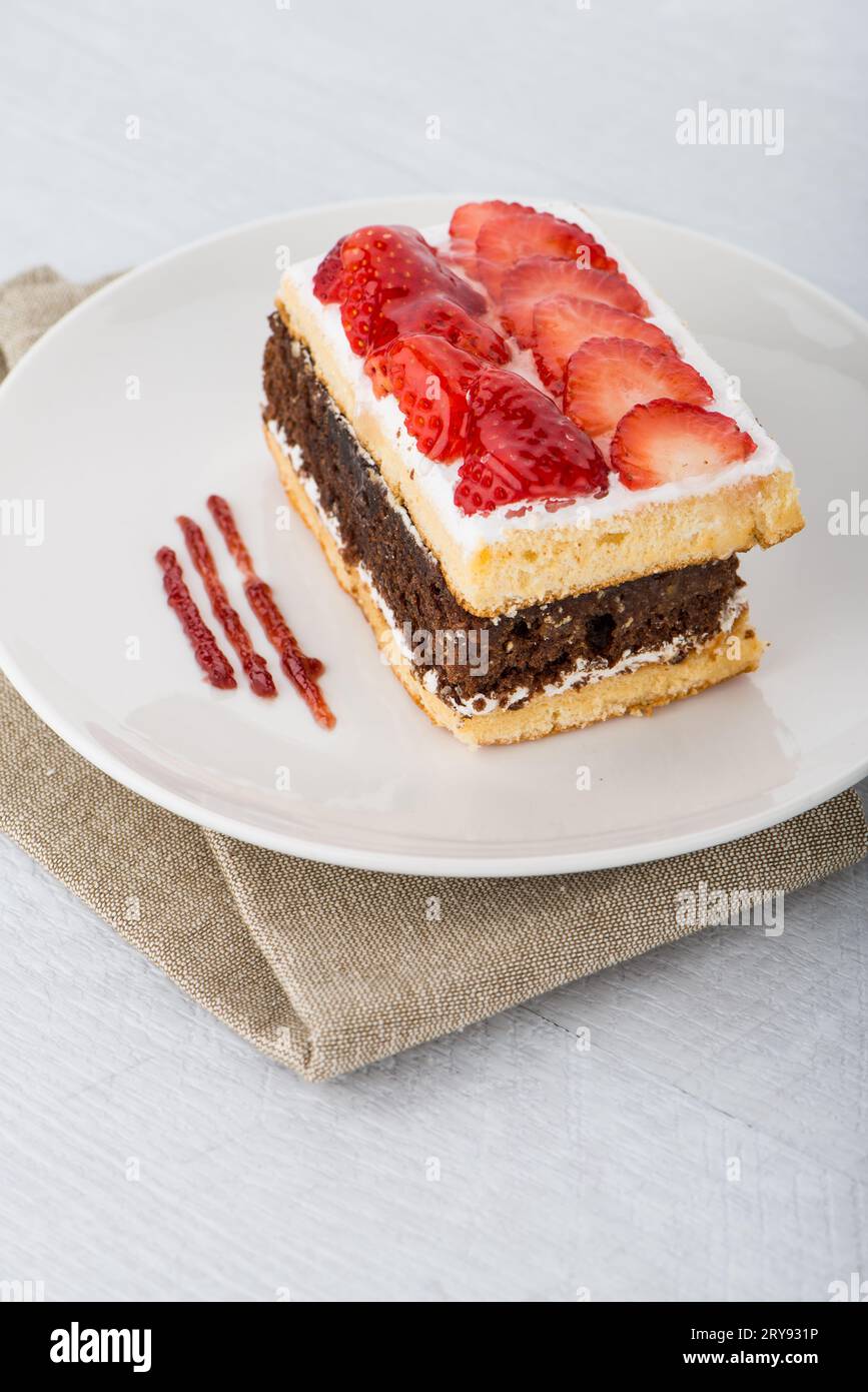 Chocolate strawberry cake Stock Photo - Alamy
