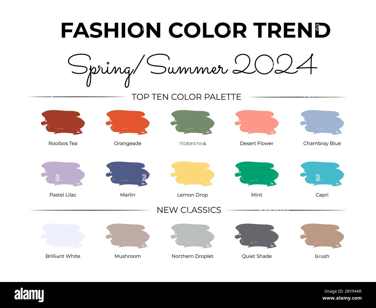 Fashion Color Trend Spring - Summer 2024. Trendy colors palette guide ...