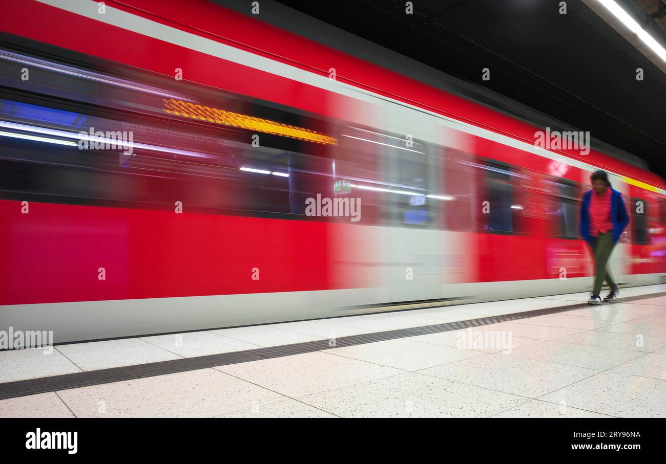 Underground Arriving S-Bahn, Train, Stop, Schwabstrasse Station, Public ...