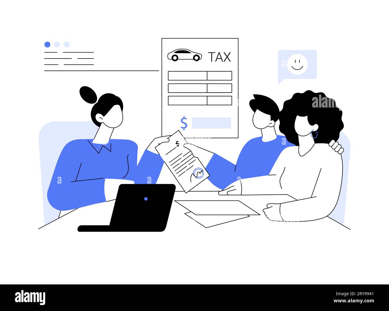 Pay car sales tax abstract concept vector illustration Stock Vector