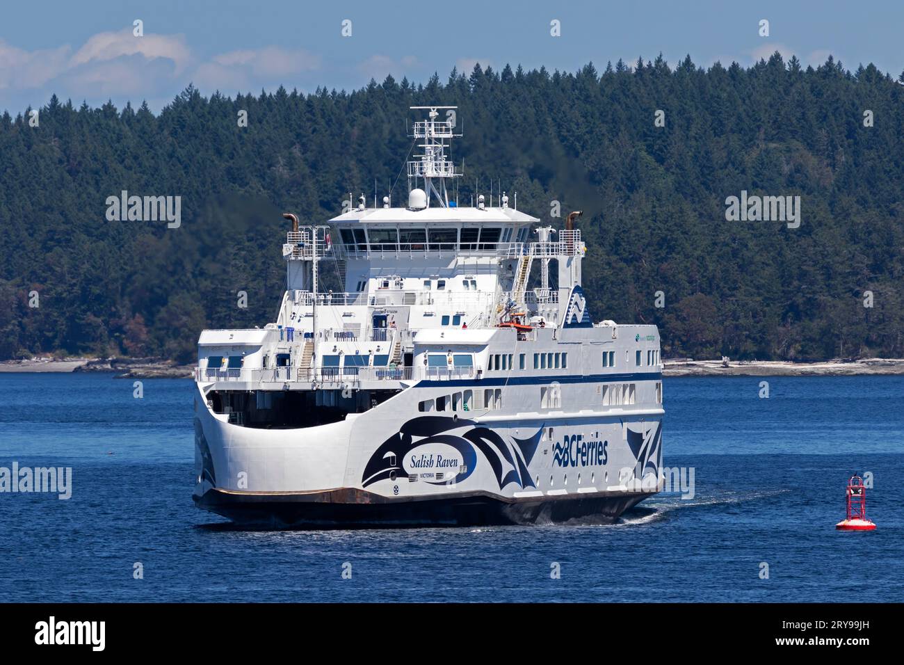 The 4,227 Ton BC Ferries' Salish Raven provides ferry service to the Southern Gulf Islands in British Columbia Stock Photo