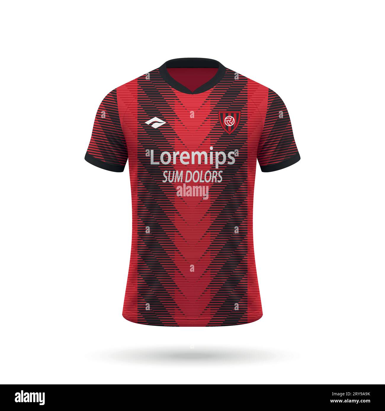 3d realistic soccer jersey in Milan style, shirt template for football kit 2023 Stock Vector