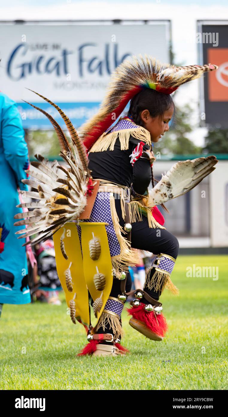 Young Boy Fancy Dancing at the Little Shell Chippewa Pow Wow in Great ...