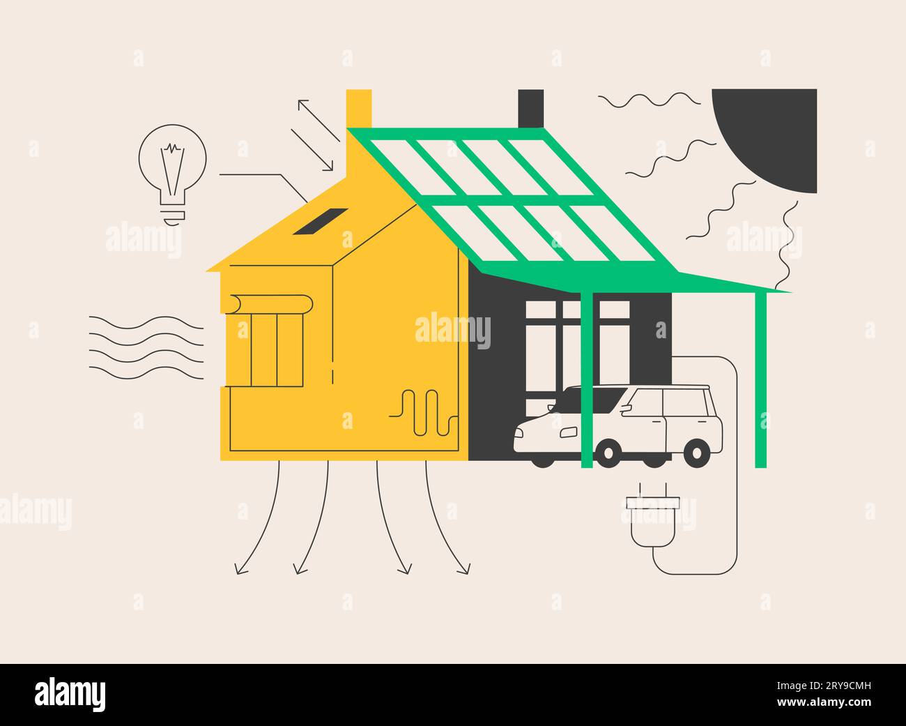 Passive house abstract concept vector illustration Stock Vector Image
