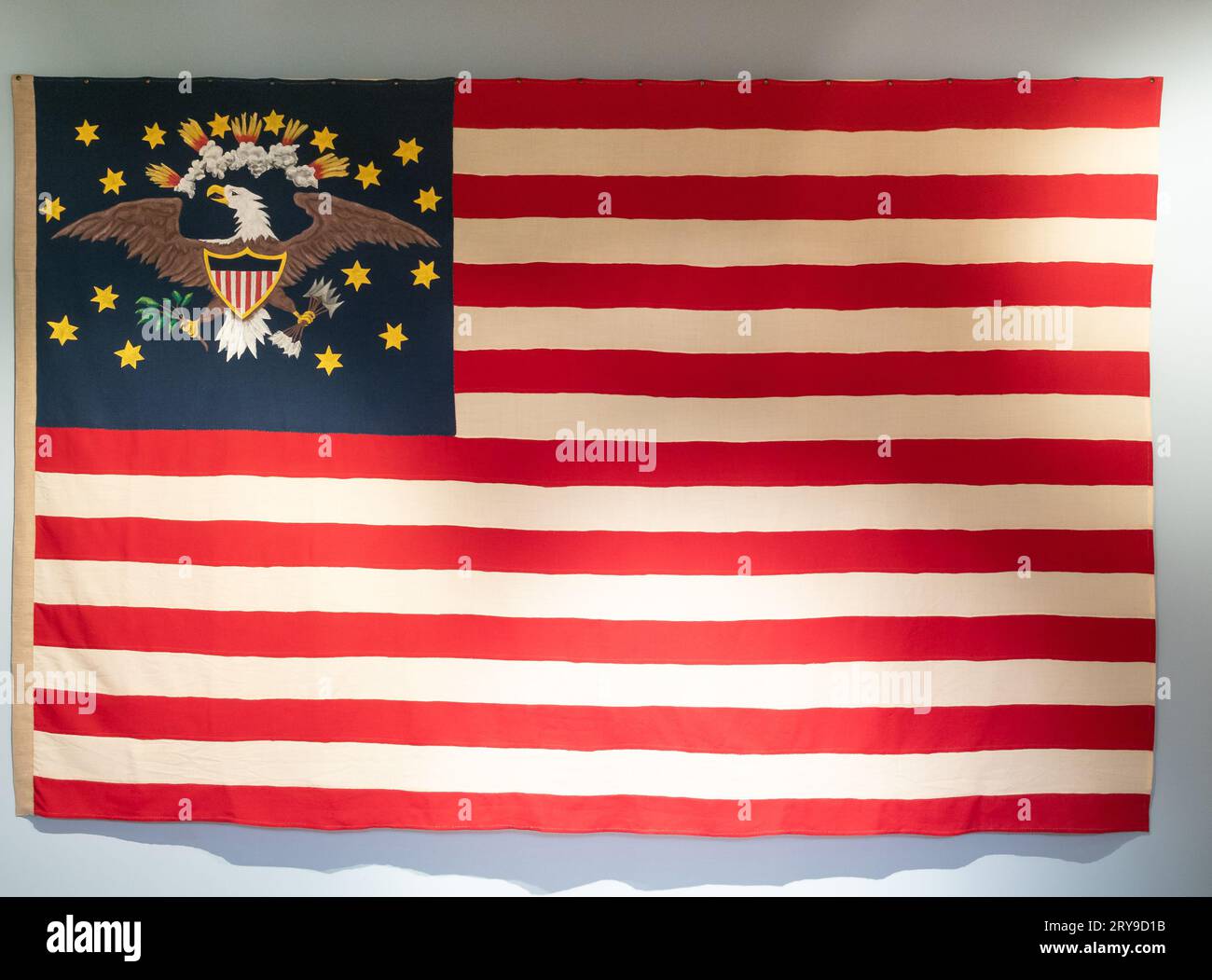 Handsewn wool and linen Indian Peace or Indian Presentation flag on