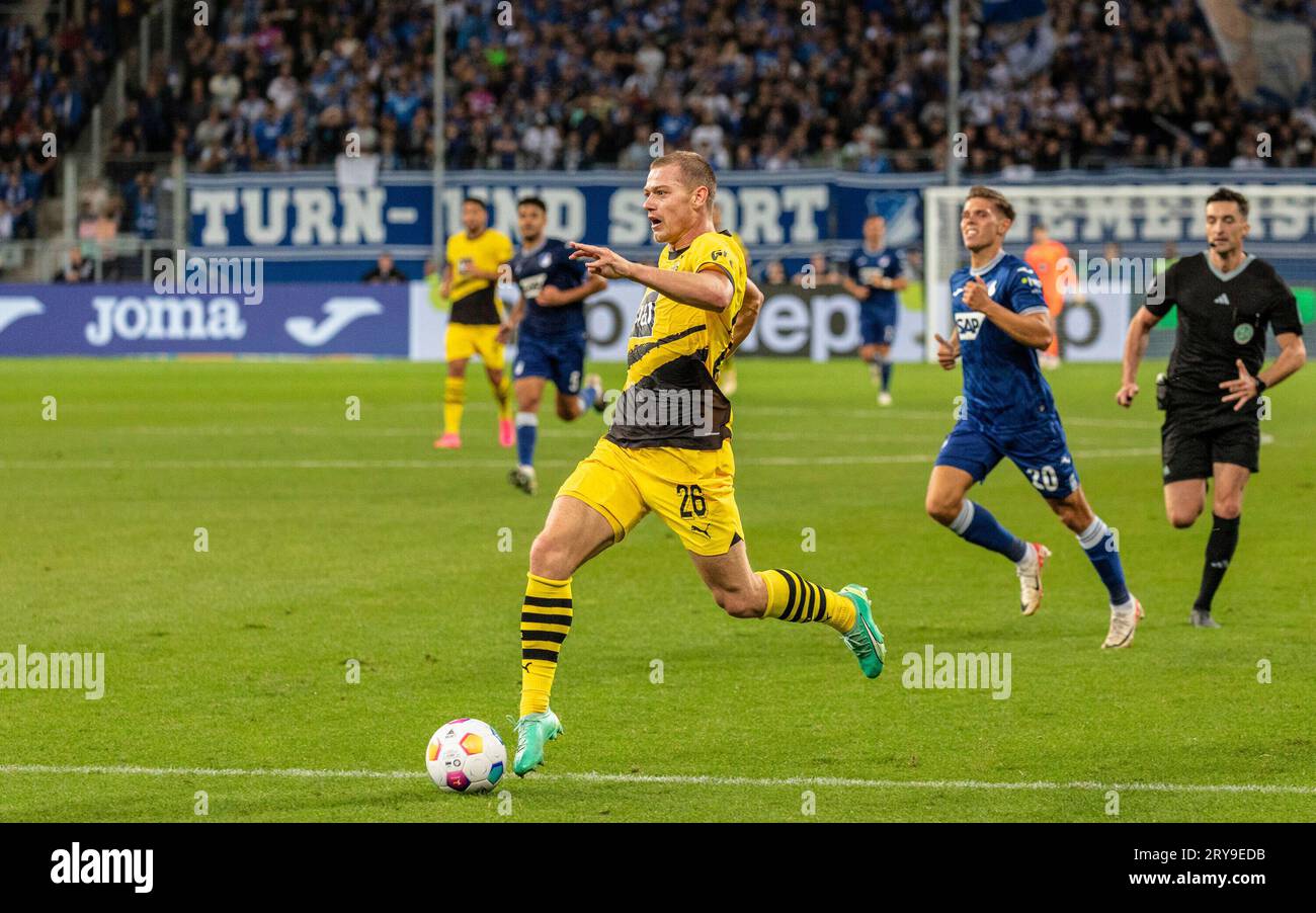 ### beim Erstligaspiel TSG Hoffenheim gegen Borussia Dortmund am 29. September 2023 Stock Photo