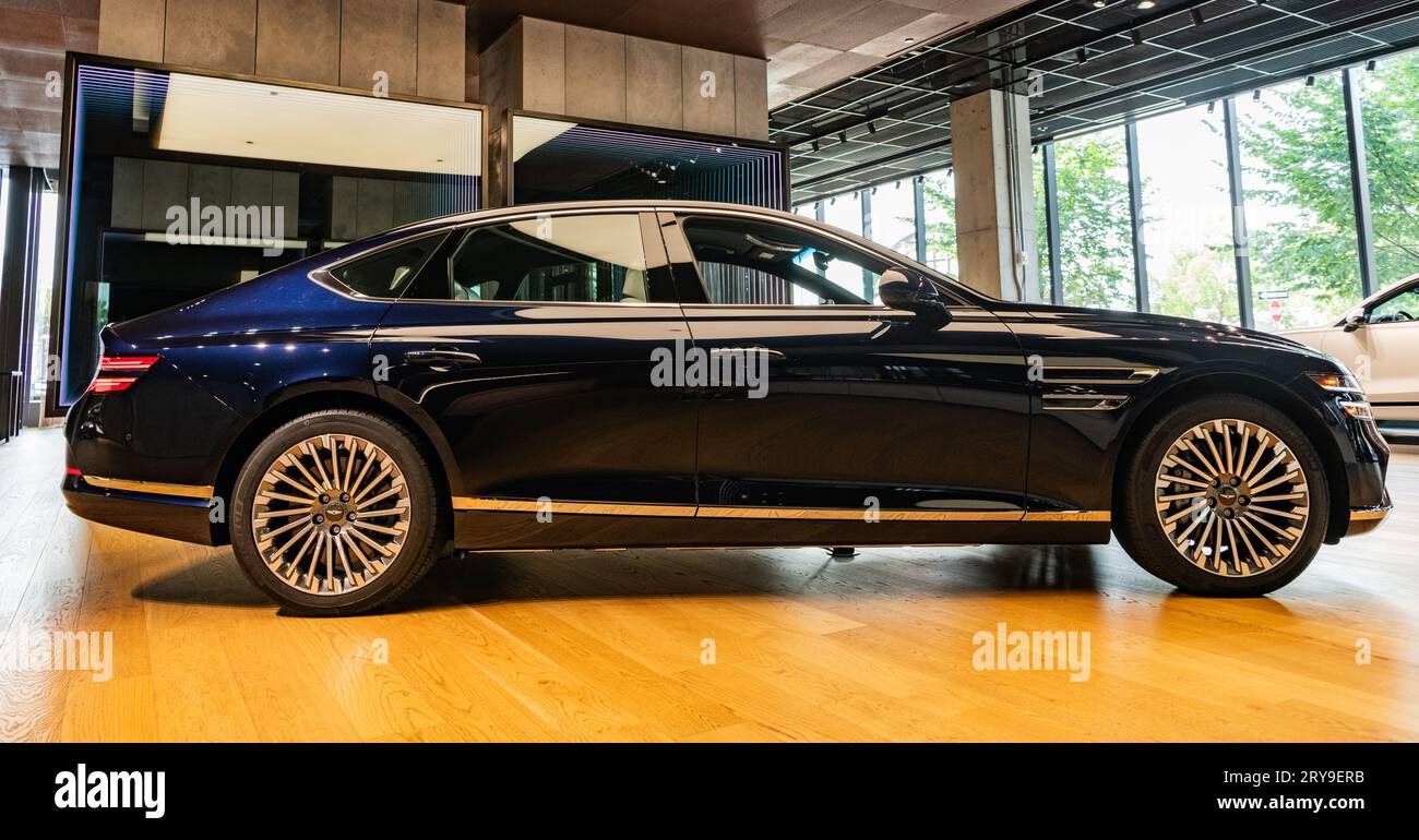 New York City, USA - August 06, 2023: Hyundai electric Genesis G80 ...