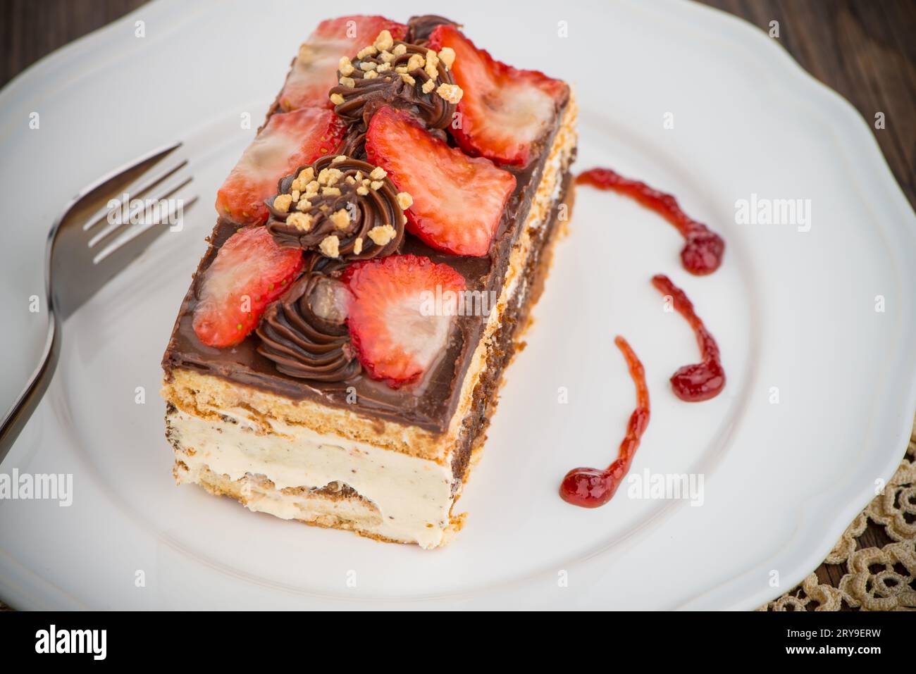 Chocolate strawberry cake Stock Photo - Alamy