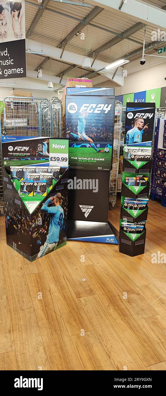 Maidstone Kent UK 29th September 2023 Launch of FC 2024  Football game on display in Asda Living Maidstone Kent Stock Photo