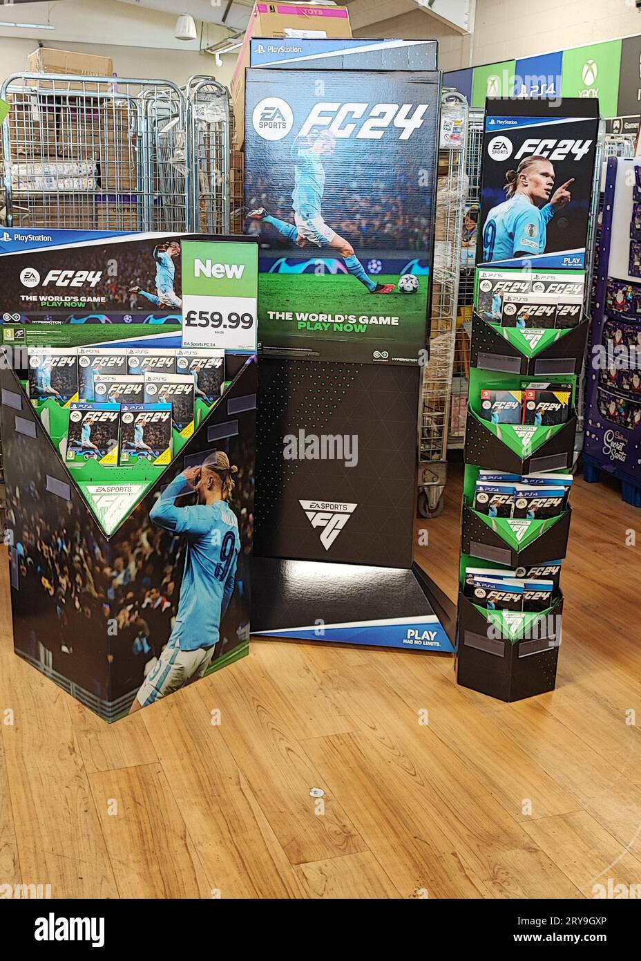 Maidstone Kent UK 29th September 2023 Launch of FC 2024  Football game on display in Asda Living Maidstone Kent Stock Photo