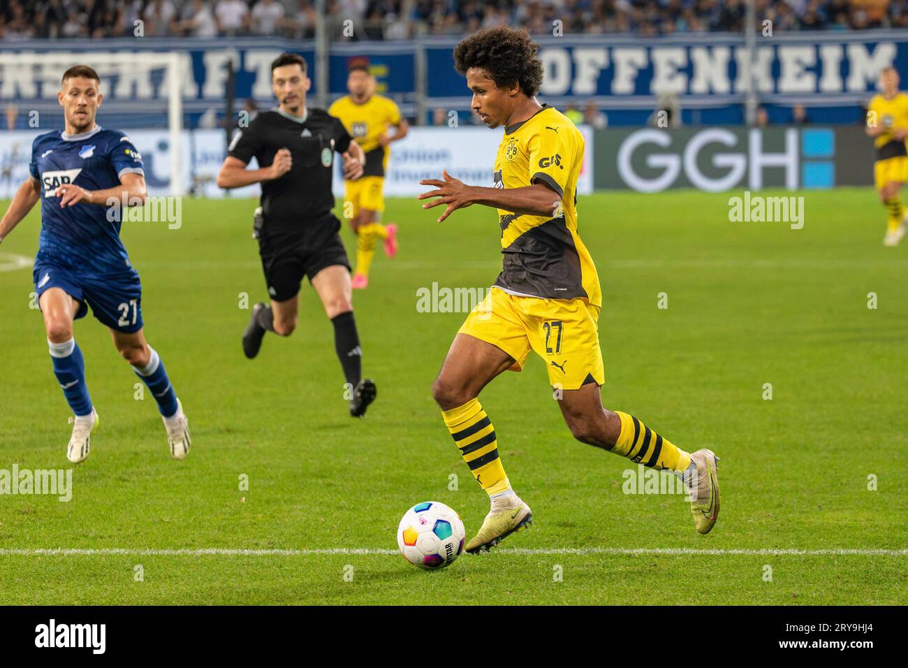 Karim ADEYEMI (BVB, #27) beim Erstligaspiel TSG Hoffenheim gegen Borussia Dortmund am 29. September 2023 Stock Photo