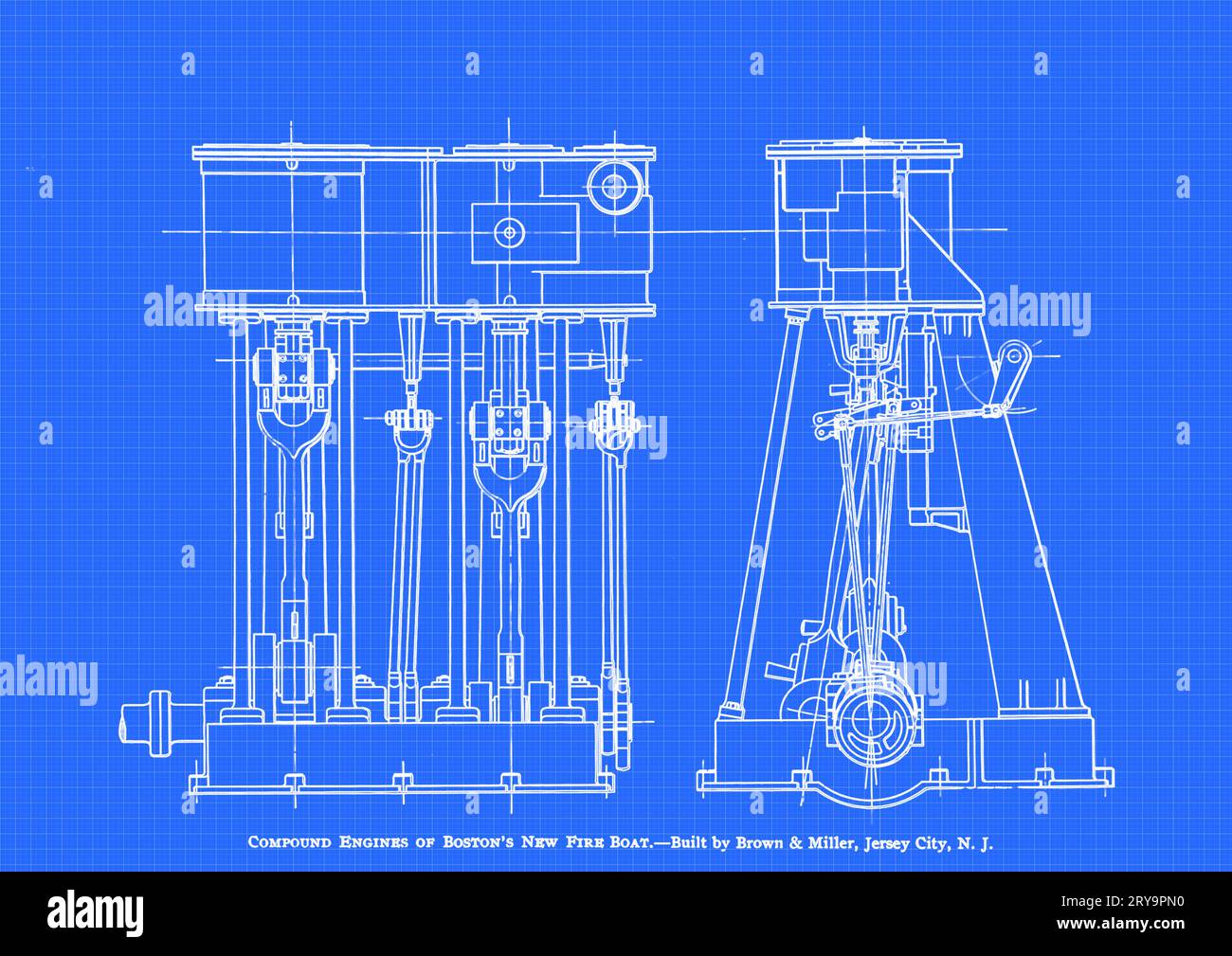 Compound engine blueprint, illustration Stock Photo Alamy