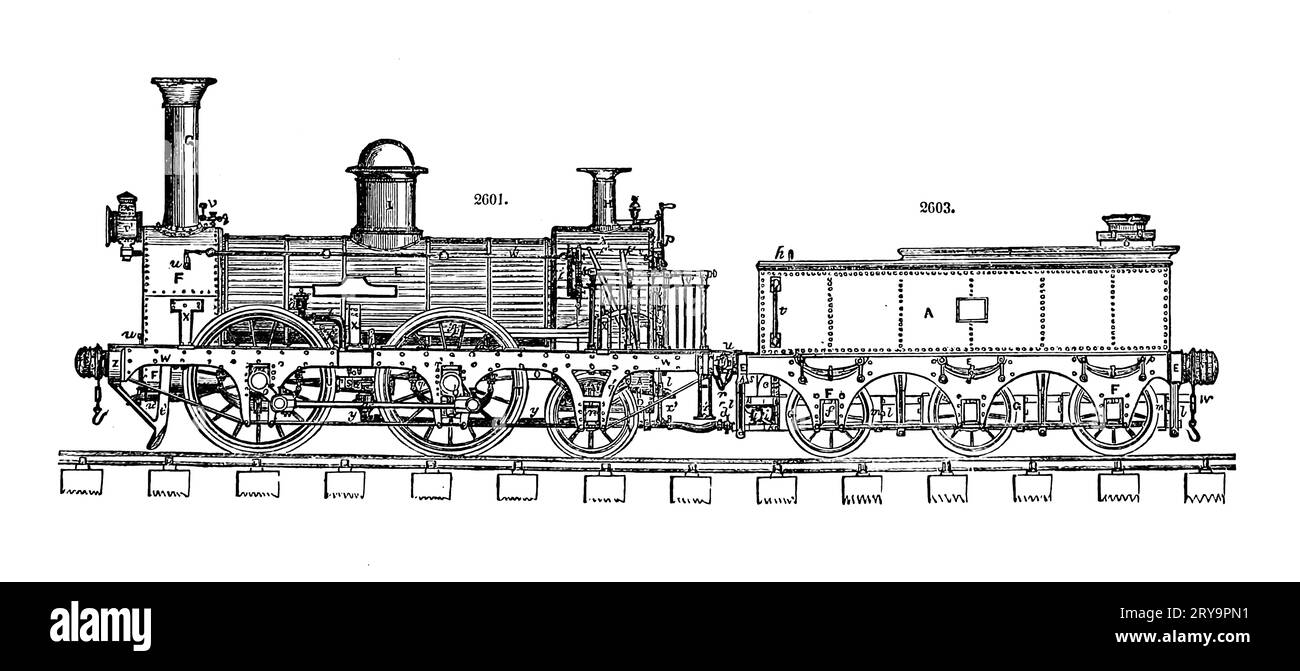 Locomotive engine, illustration Stock Photo