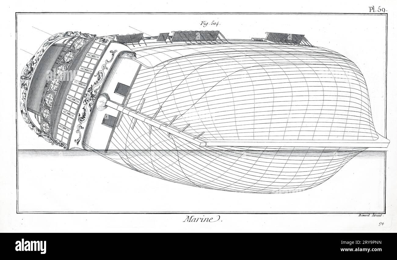 Ship design and blueprints, illustration Stock Photo