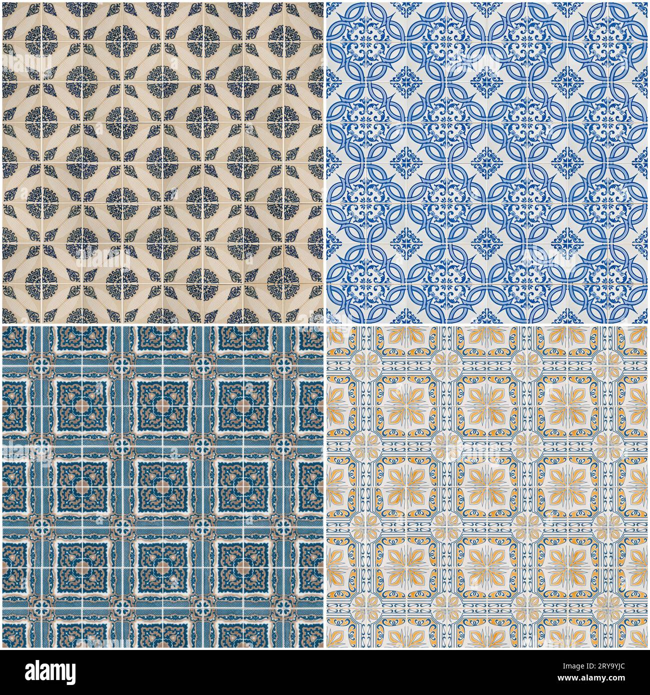 Set of four ceramic tiles patterns Stock Photo - Alamy