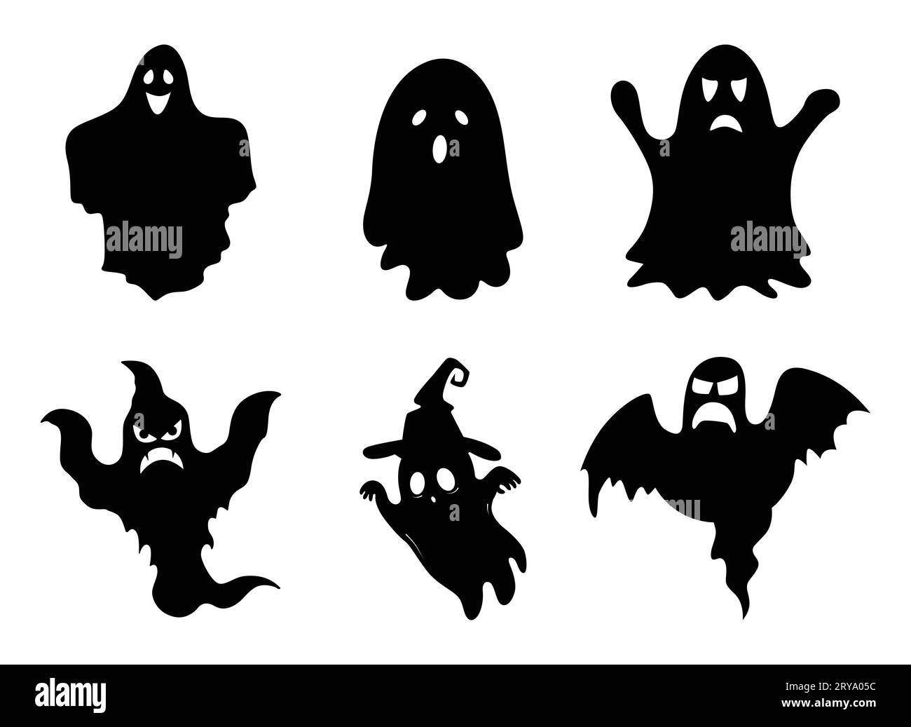 Ghost vector illustration, Halloween party ghost set. Halloween Souls 31 October. Halloween elements for design and decoration. Stock Vector