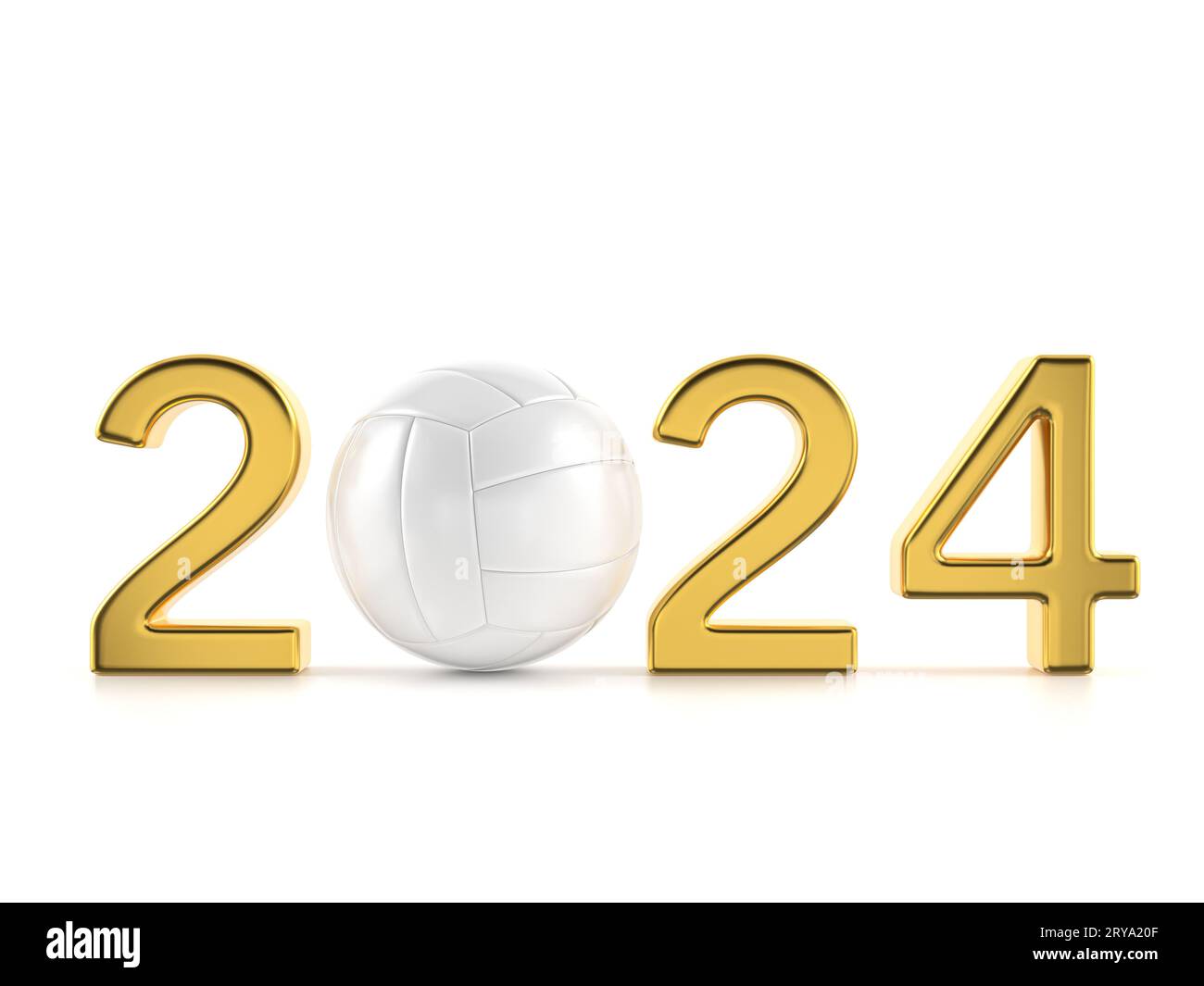 New year number with volleyball ball on a white background. 3d ...
