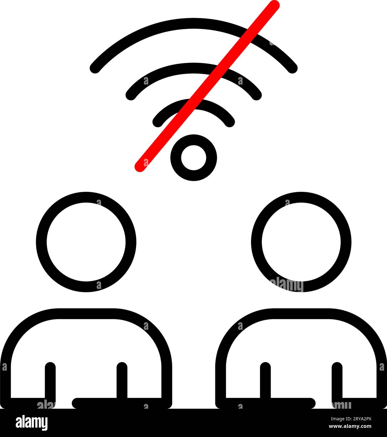 Two users having no wifi connection. Pixel perfect, editable stroke Stock Vector
