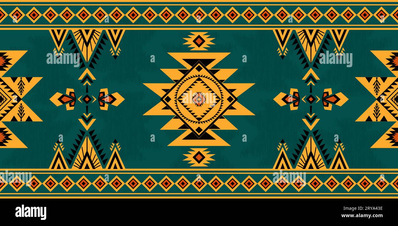 Seamless abstract geometric fabric pattern in Navajo style Stock Vector