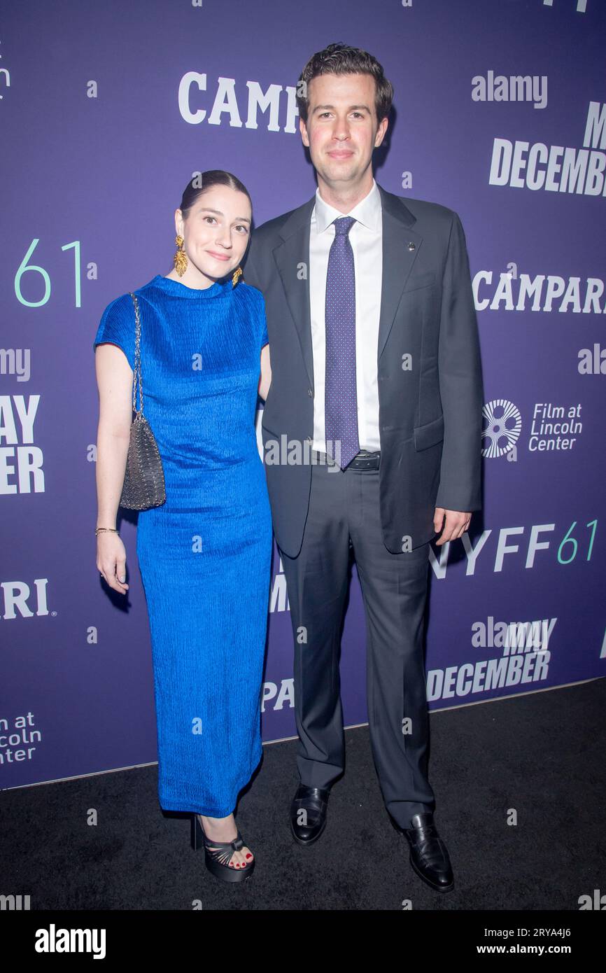 New York, United States. 29th Sep, 2023. Emma Segal and Grant S. Johnson attend the red carpet for 'May December' during the 61st New York Film Festival at Alice Tully Hall, Lincoln Center in New York City. (Photo by Ron Adar/SOPA Images/Sipa USA) Credit: Sipa USA/Alamy Live News Stock Photo