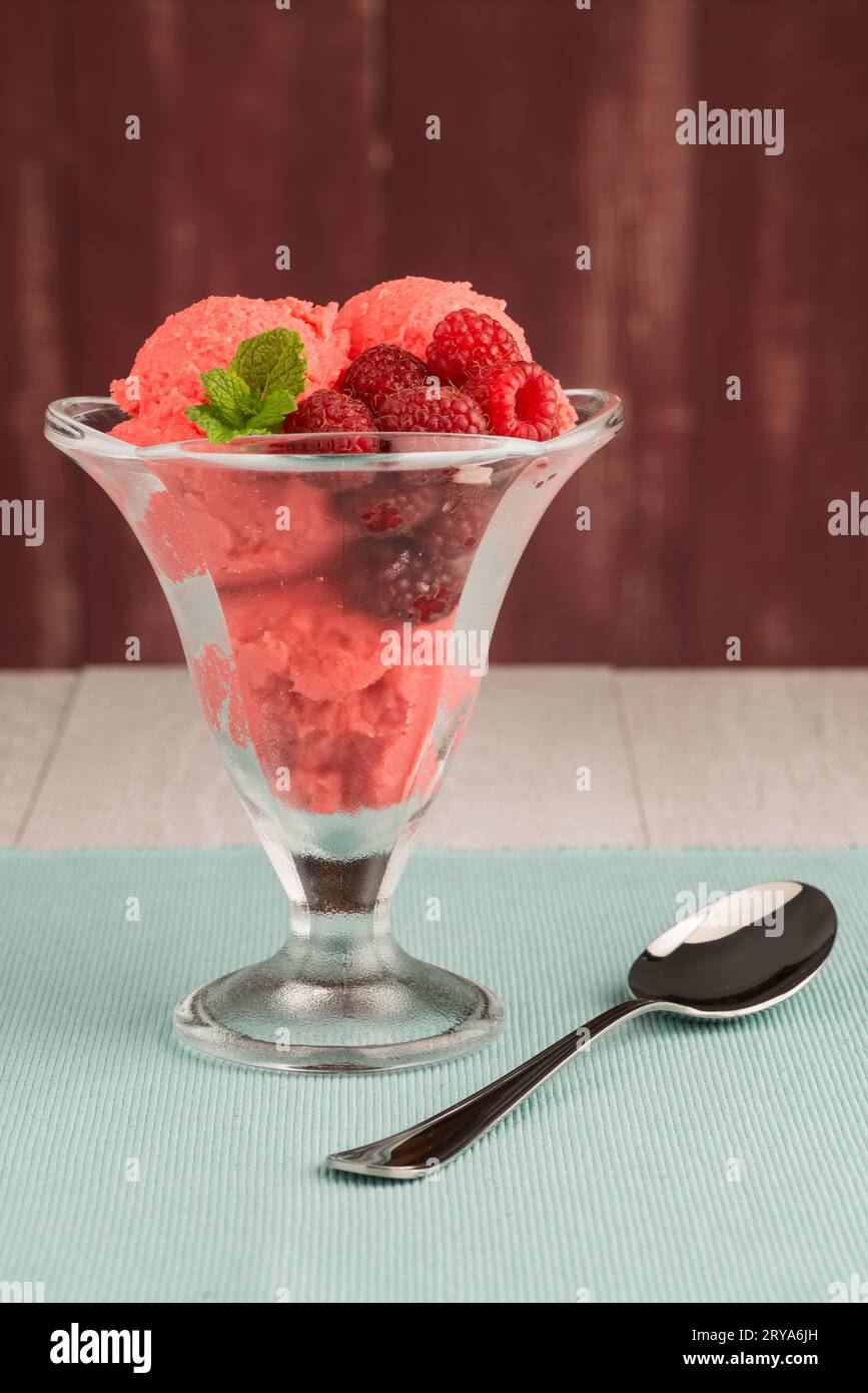 Red fruits ice cream Stock Photo - Alamy