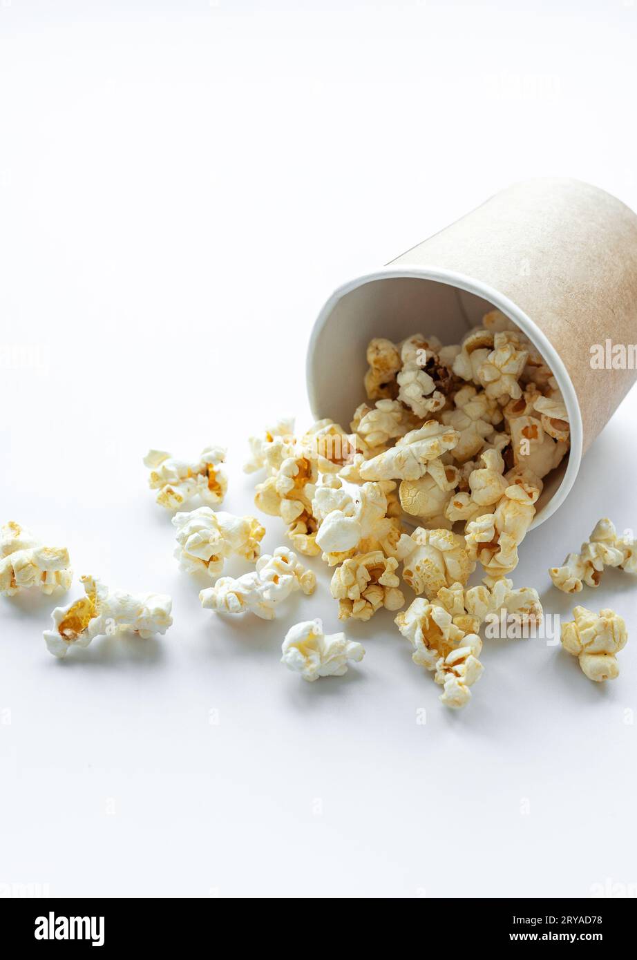 Popcorn paper bucket on white background Stock Photo Alamy