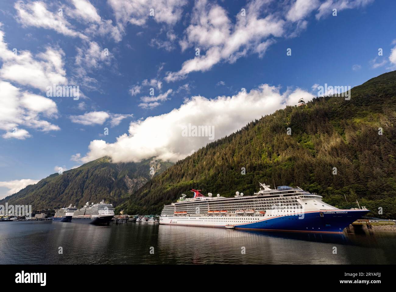 Carnival Miracle cruise ship in port in Juneau, Alaska, USA Stock Photo