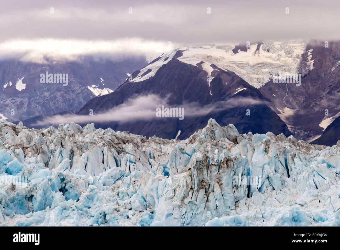 Moody landscape of the Hubbard Glacier in Disenchantment Bay, Alaska, USA Stock Photo