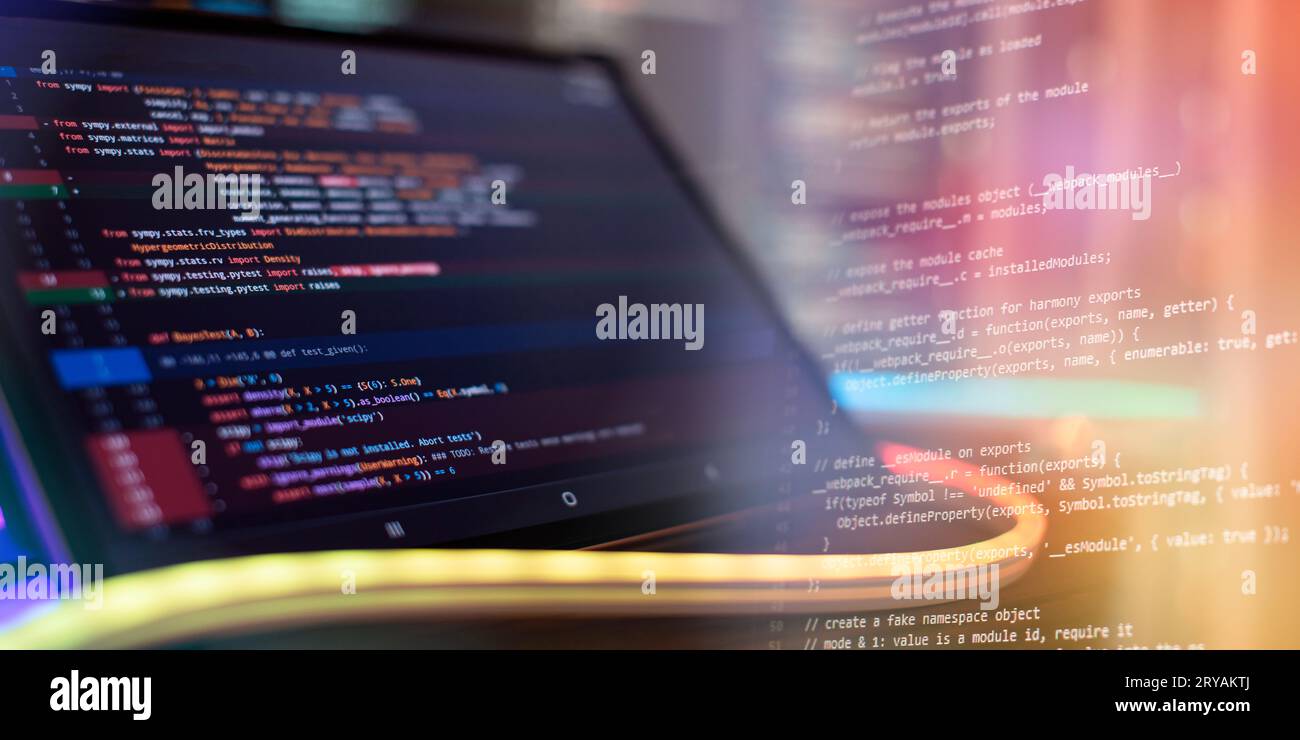 Developer working on web sites codes in office. Stock Photo