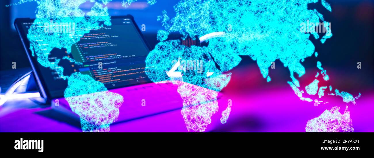 Server logs analysis. Closeup developing programming and coding technologies. Developer working on web sites codes in office. Stock Photo